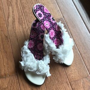 Floral embellished white custom sandals